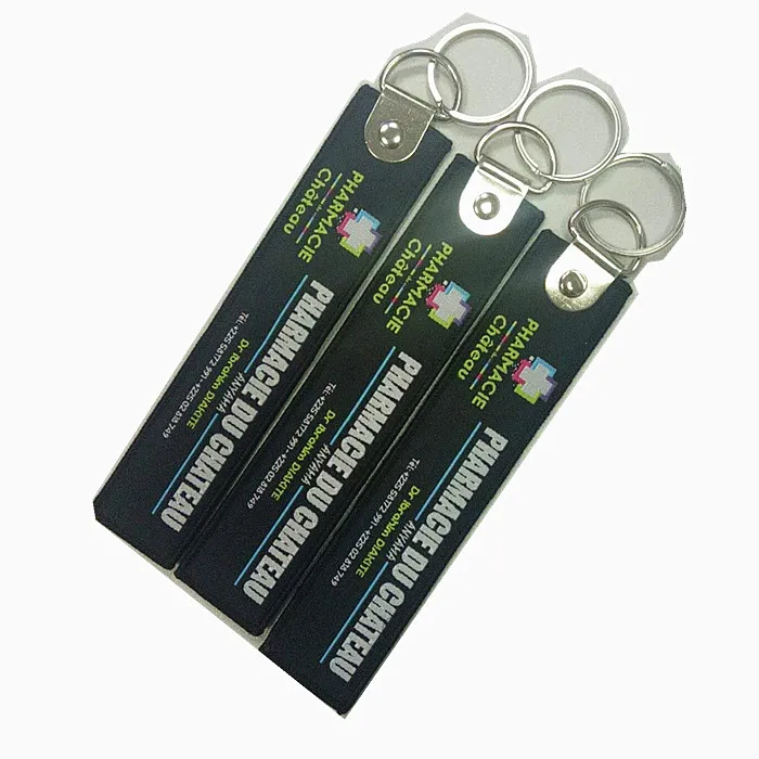 China factory direct custom Flight embroidery keychain woven key tag with your own logo