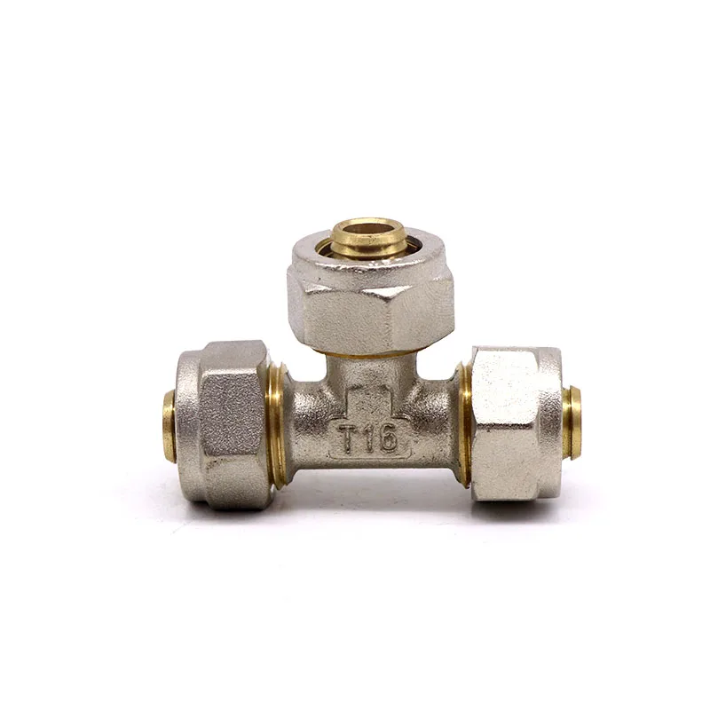 
T605 Brass compression tee pipe fitting pex al pex tube fittings 