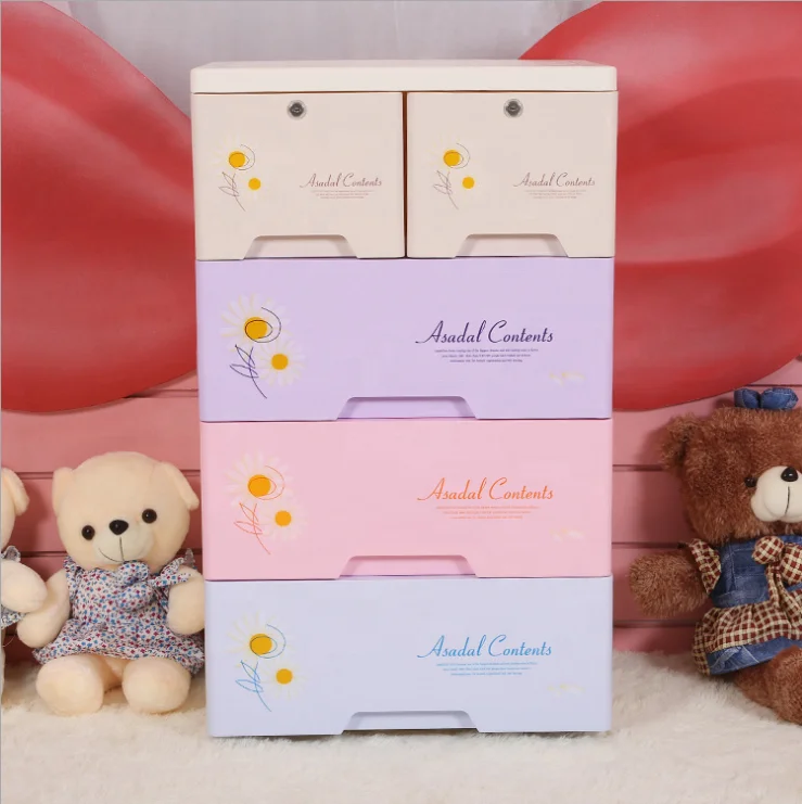 
5 Tier Cheap Plastic Storage Shelf Drawers Baby Storage Cabinet 