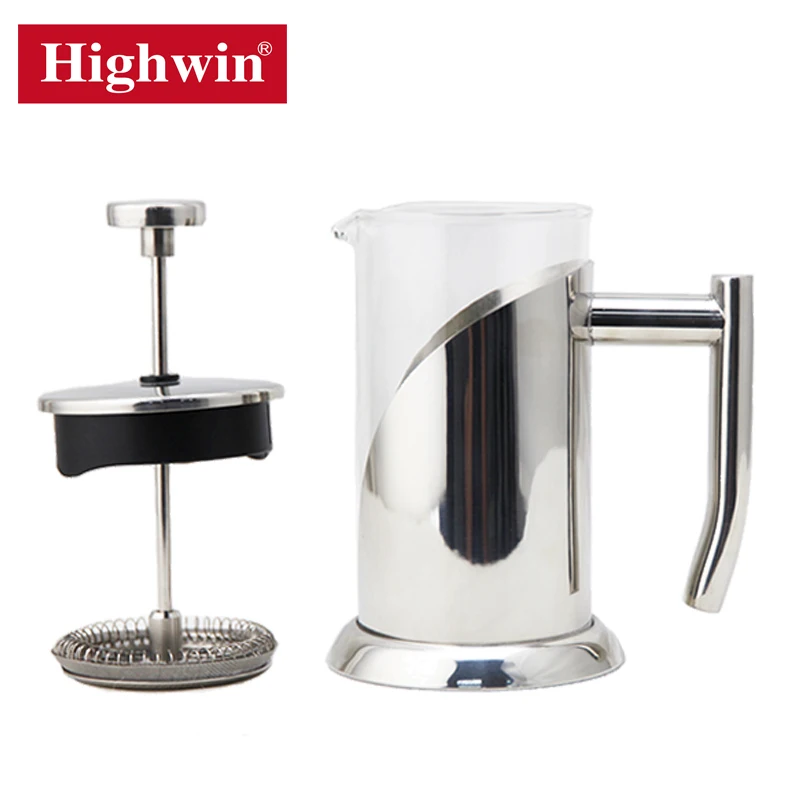 Stainless Steel Coffee Plunger Borosilicate Glass French Press Coffee Maker