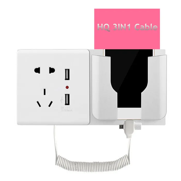  Высококачественный гибкий пружинный USB-кабель 3 в 1 для зарядки и передачи