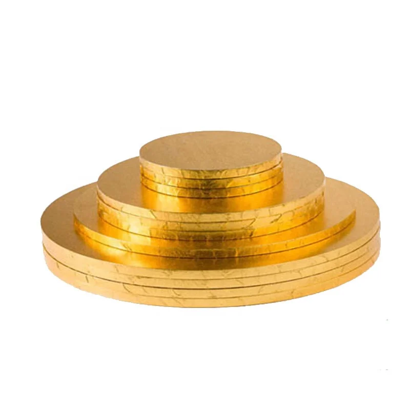 customized round gold strong MDF cake boards for heavy cake