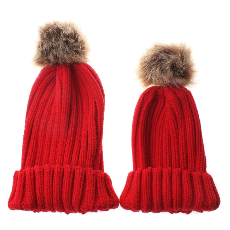 Sell ladies childrens baby cute winter knitted sports hat with pom pom