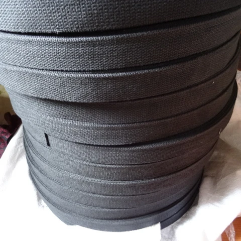 100% organic woven cotton biscuit webbing black cotton webbing