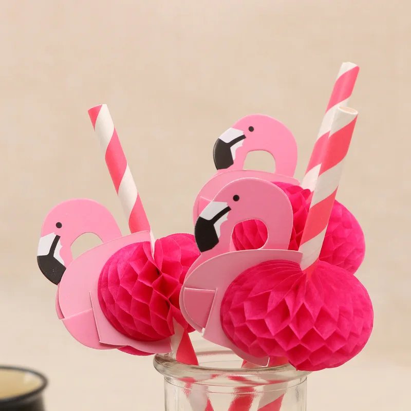 Coffee Bar Drinking Paper Food Grade Baby Paper Straw Straight Sucker Biodegradable Paper flamingo straw
