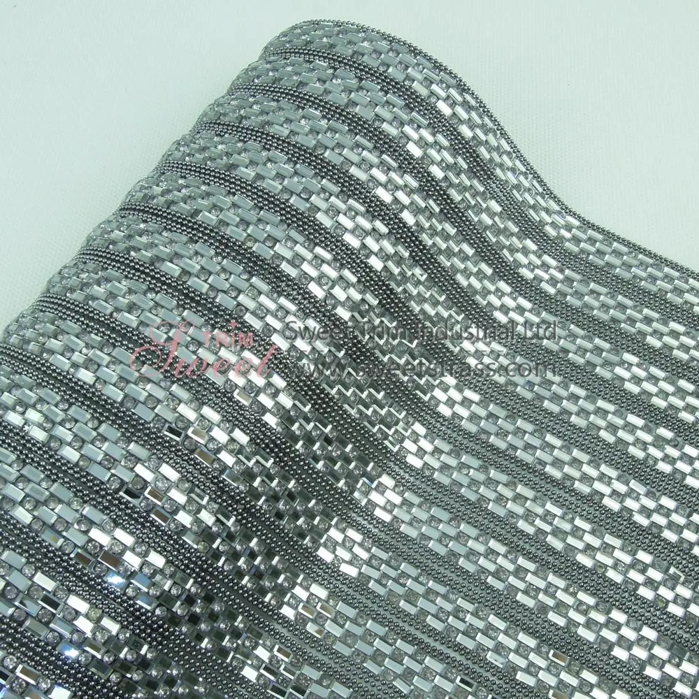 factory wholesale hotfix rhinestone Trimming Mesh for shoes bag garment