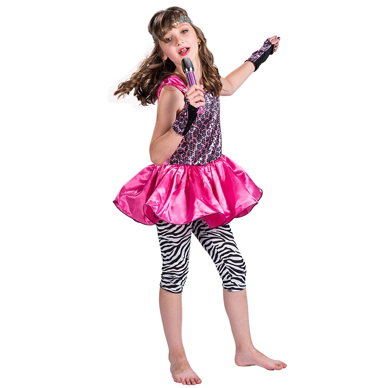 Kids Party Wear Dresses For children Girls super start Singer role play carnival party fancy dress costumes