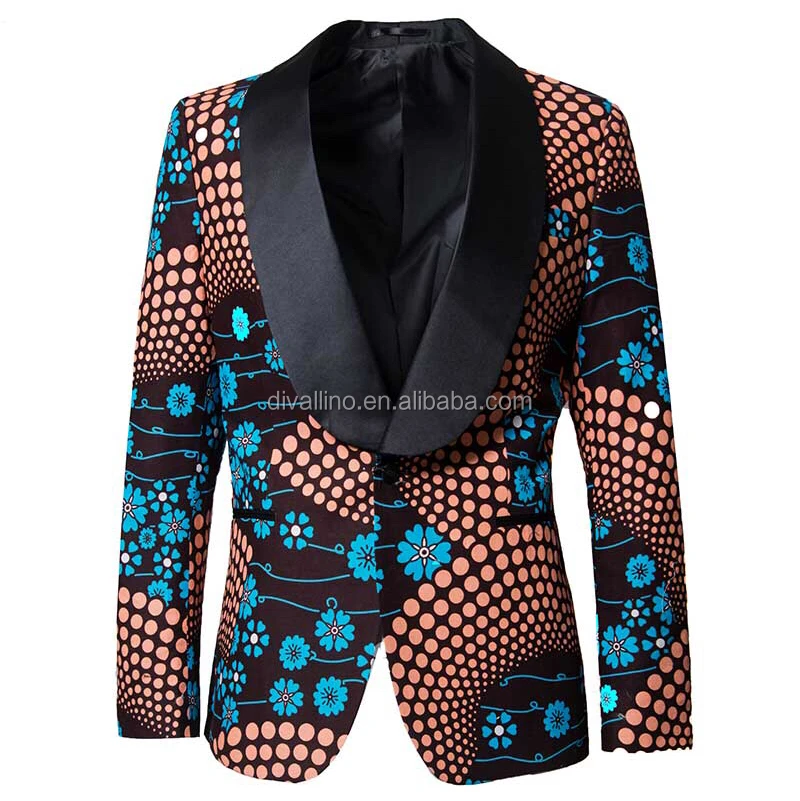 
2020 New Arrival !!! Direct Factory of Classical Shawl Lapel Wax Print Blazer with Lowest Wholesale Prices 