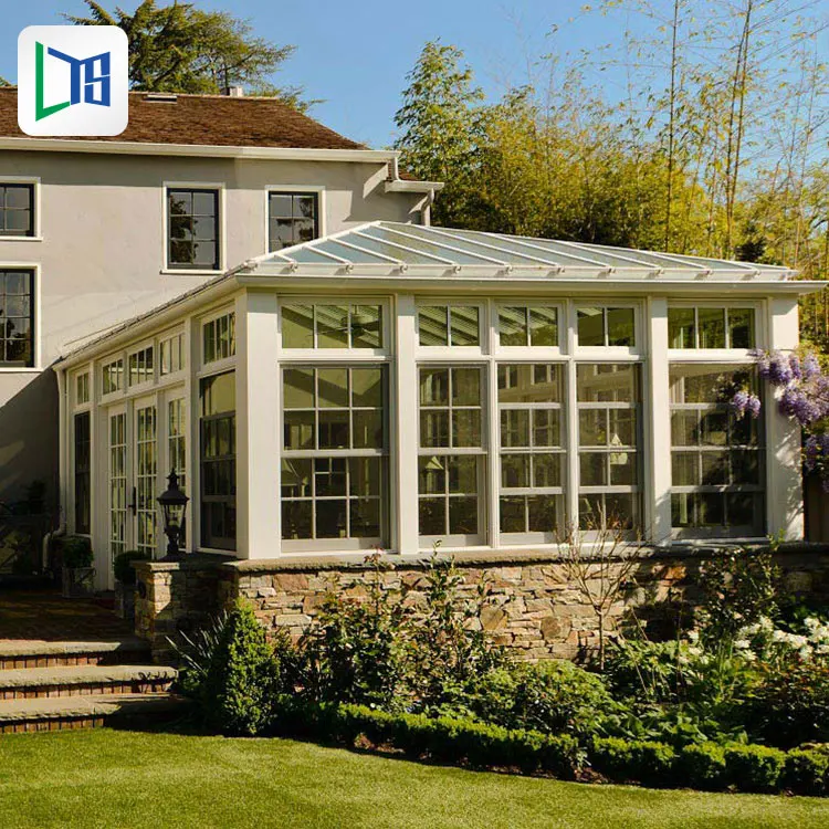 Outdoor White Color European Veranda with Aluminium Roof Customized Aluminum Sun Room Winter Garden Glass House