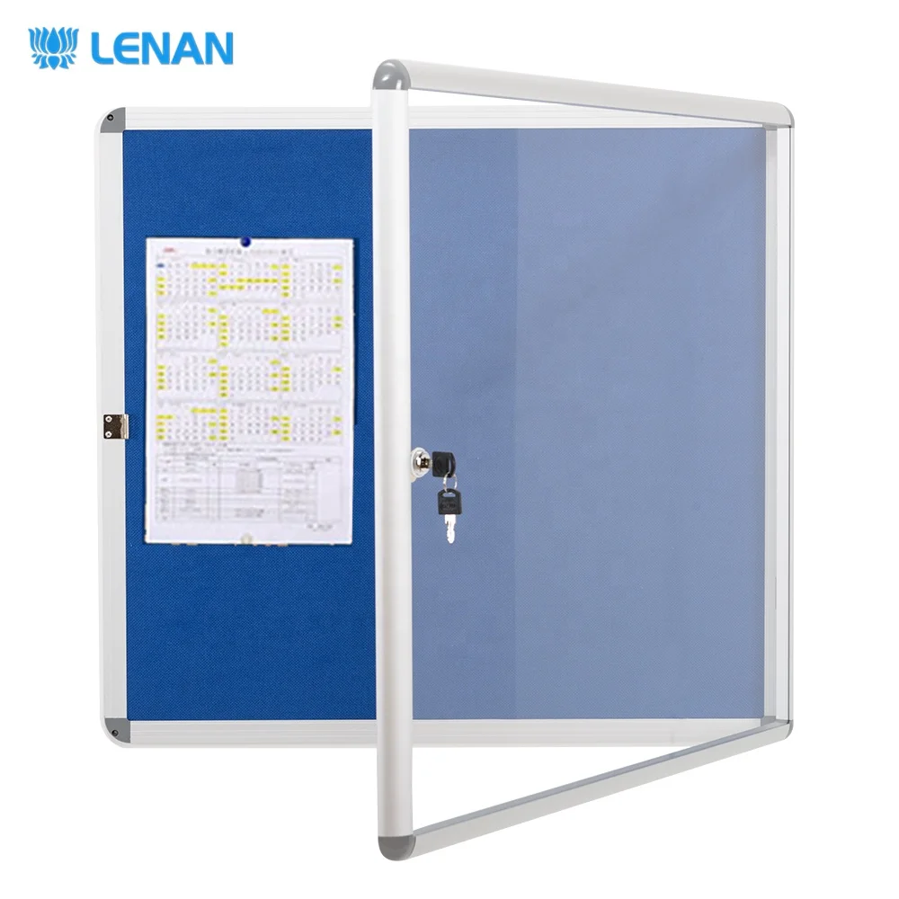
Wall mounted lockable fabric message showcase felt pin notice board enclosed bulletin board 