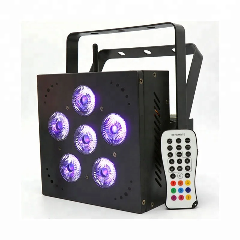 6pcs 18W rgbaw+uv 6 in1 wireless dmx battery powered led PAR CAN stage lighting