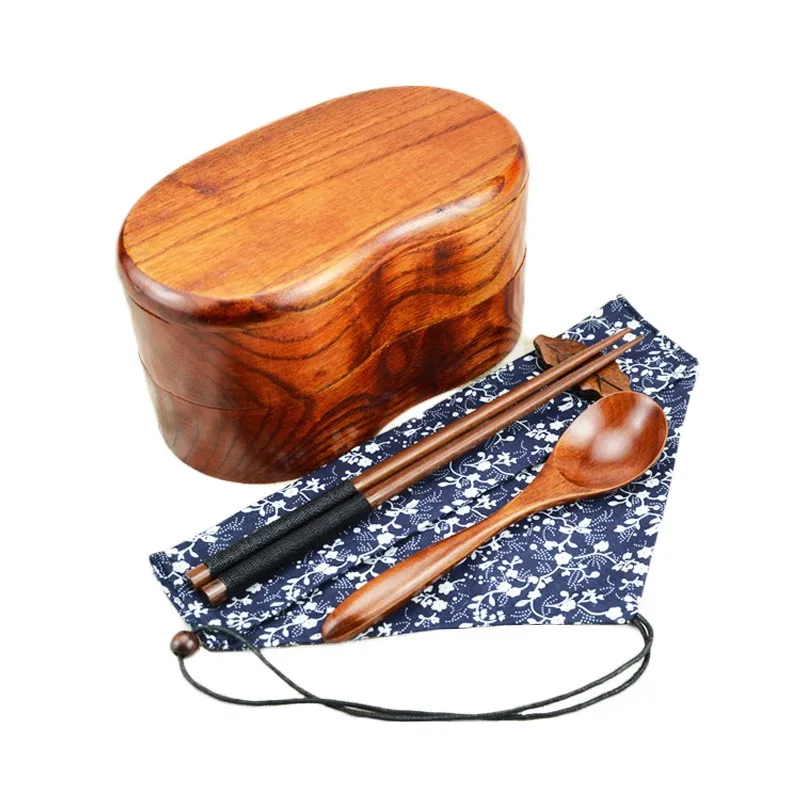 
Wholesale Japanese Food Grade Container School Baby Food Wooden Lunch Bento Box Double-layers Lunch Box 