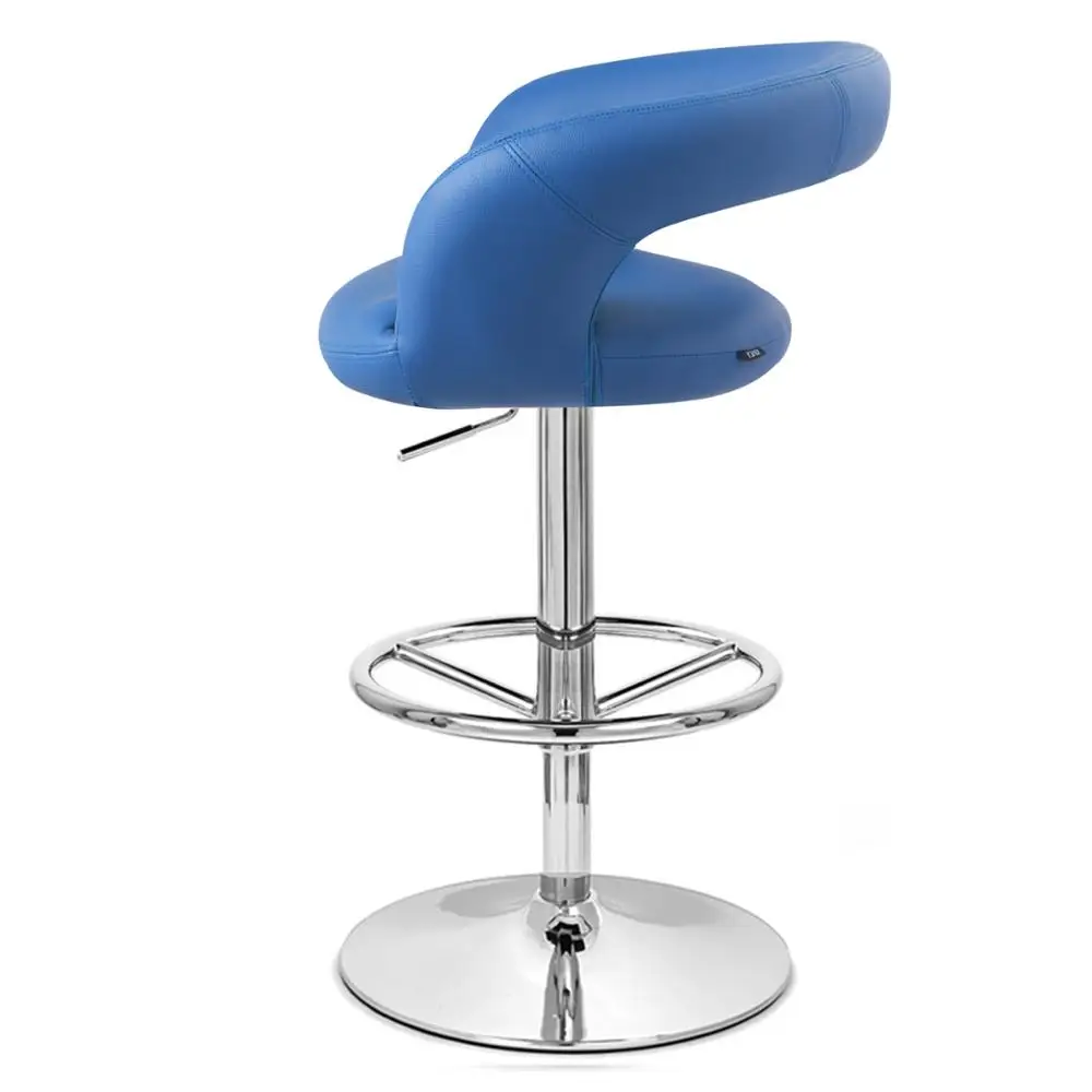 Серый регулируемый барный стул из искусственной кожи с круглой спинкой и круглой подставкой для ног