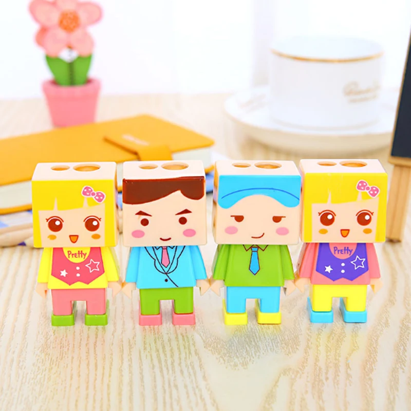 2024 милые Мультяшные кавайные куклы ластики с 2-х отверстиями точилка для карандашей