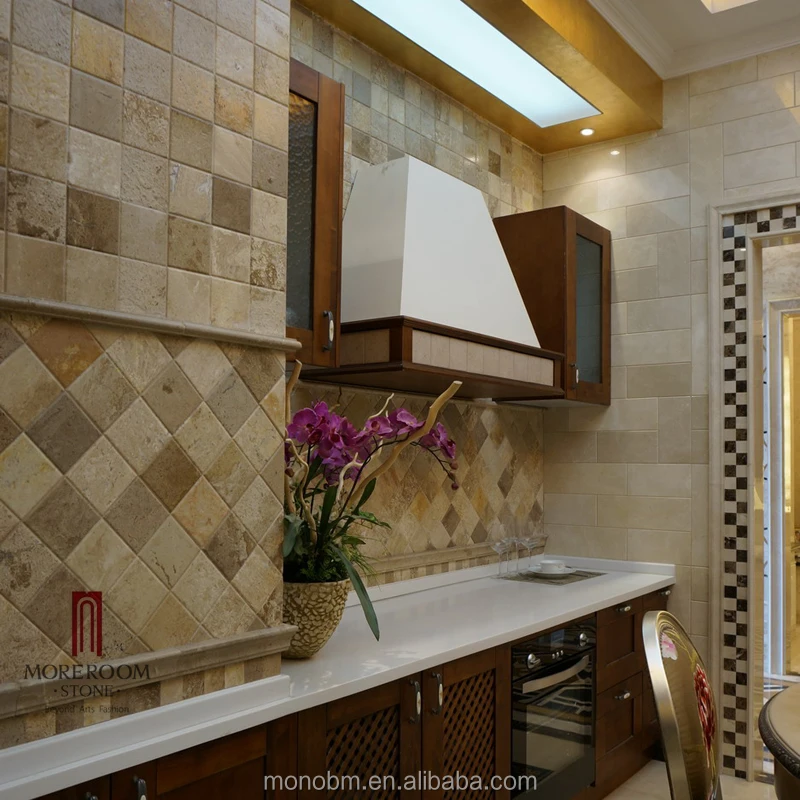 Beige Marble Stone Tiles Kitchen Wall Tiles Photo Marble Kitchen Wall Covering Marble Mosaic Bathroom Wall Tile design picture