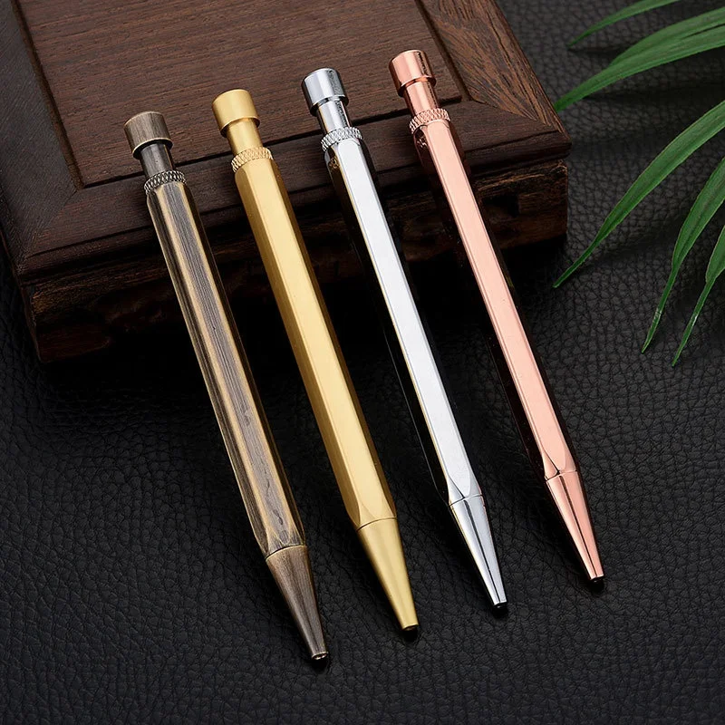 2018 New Custom copper brass pen 6 hexagonal shape brass material gift metal pen