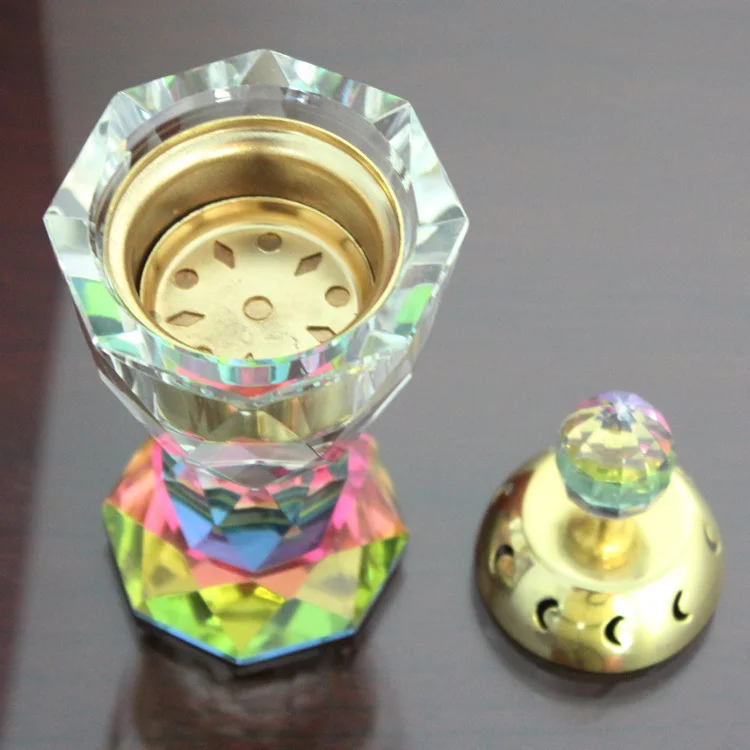 arabic bronze copper decorative crystal glass censer