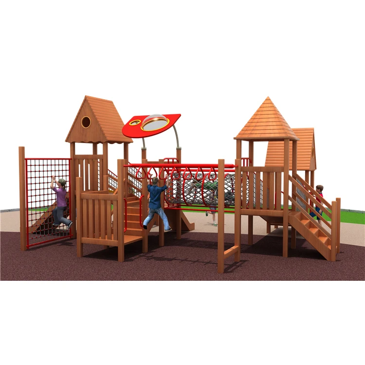 Pre-school outdoor playground children equipment wooden park big kids slide for sale