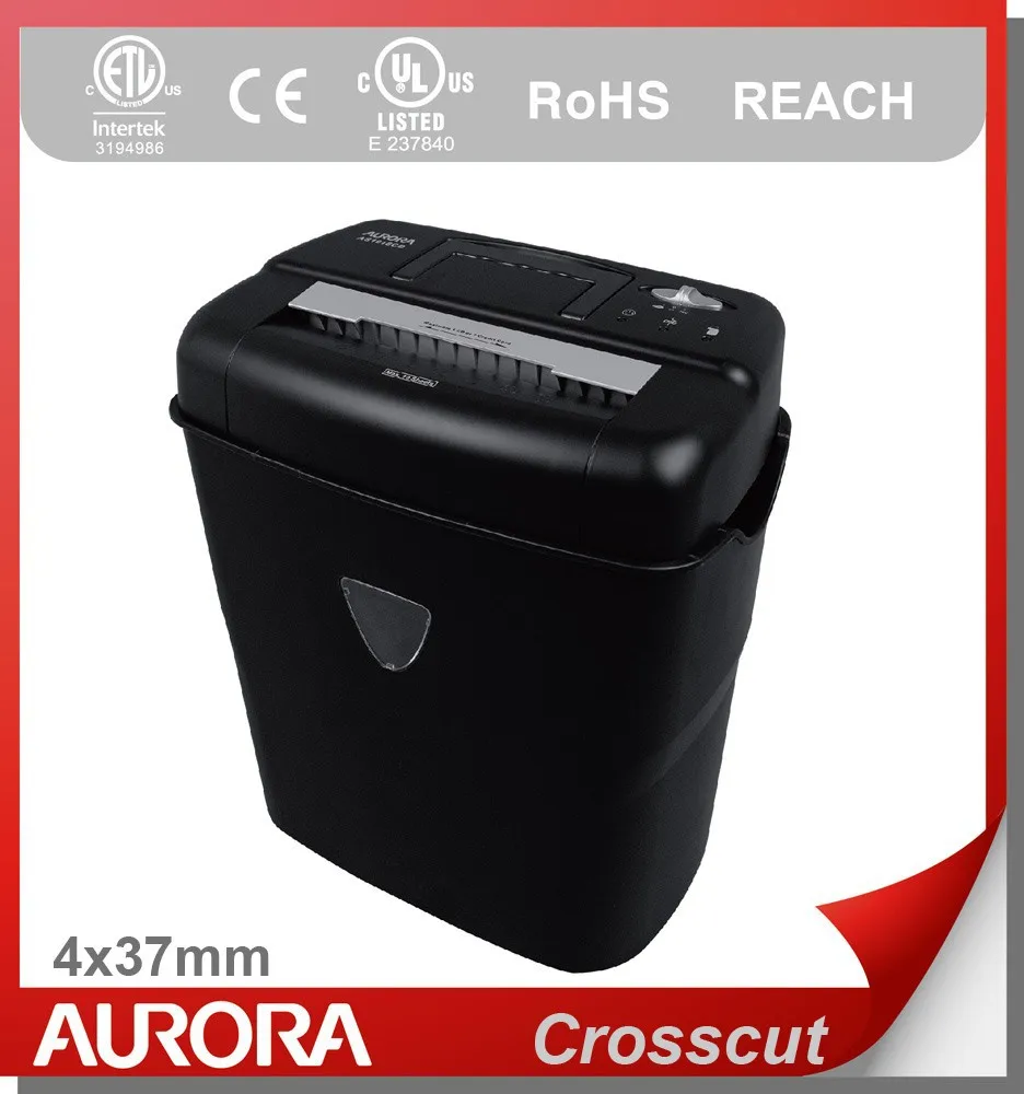 Aurora AS1018CD Plastic Paper Shredder, 10 sheet (A4) Crosscut 4x37mm, Medium Duty Shredding machine for Office & SOHO