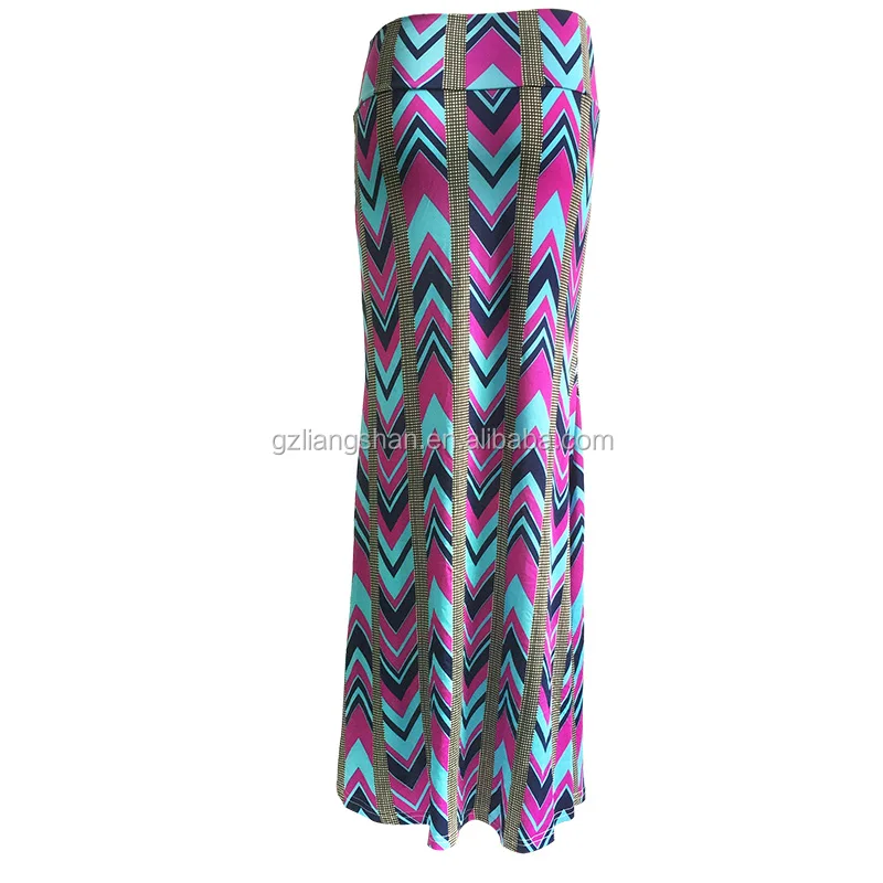 OEM Wholesale women high waist floral maxi long skirt for lady sublimation design with high quality