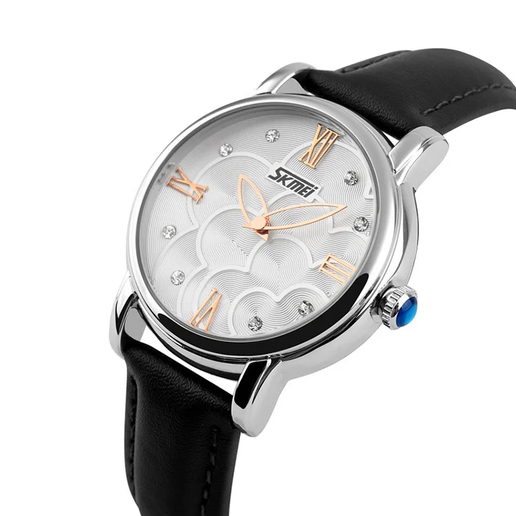 2016 Best selling custom personal brand Genuine Leather band diamond dial wrist watch women #9095