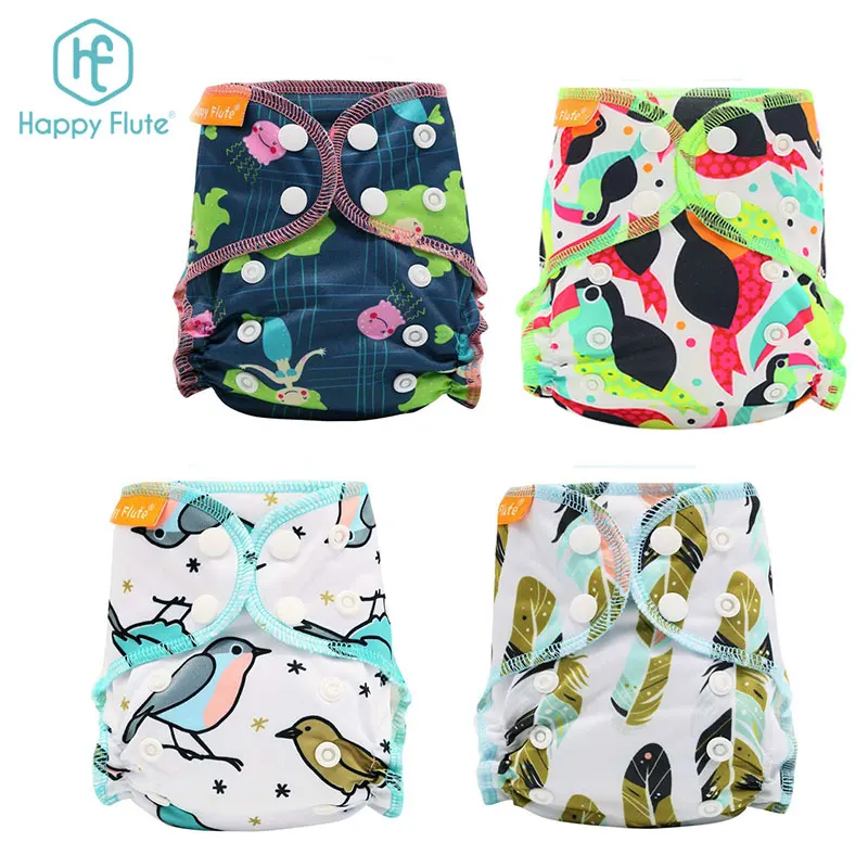 Happyflute Soft Waterproof fabric cloth diapers babies washable AIO newborn bamboo cotton diaper free sample