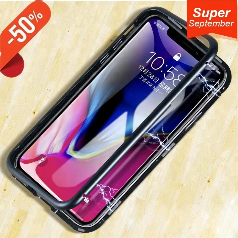 Роскошный Магнитный флип-чехол для телефона Samsung S7 S7edge S8 S8Plus S9 s9plus прозрачный закаленный стеклянный