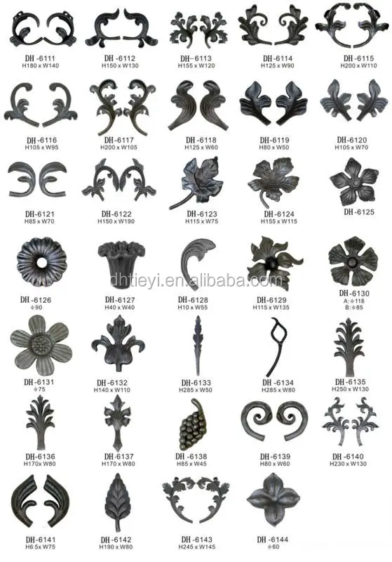 Декоративные кованые железные компоненты для забора ворот лестницы нового стиля декоративные