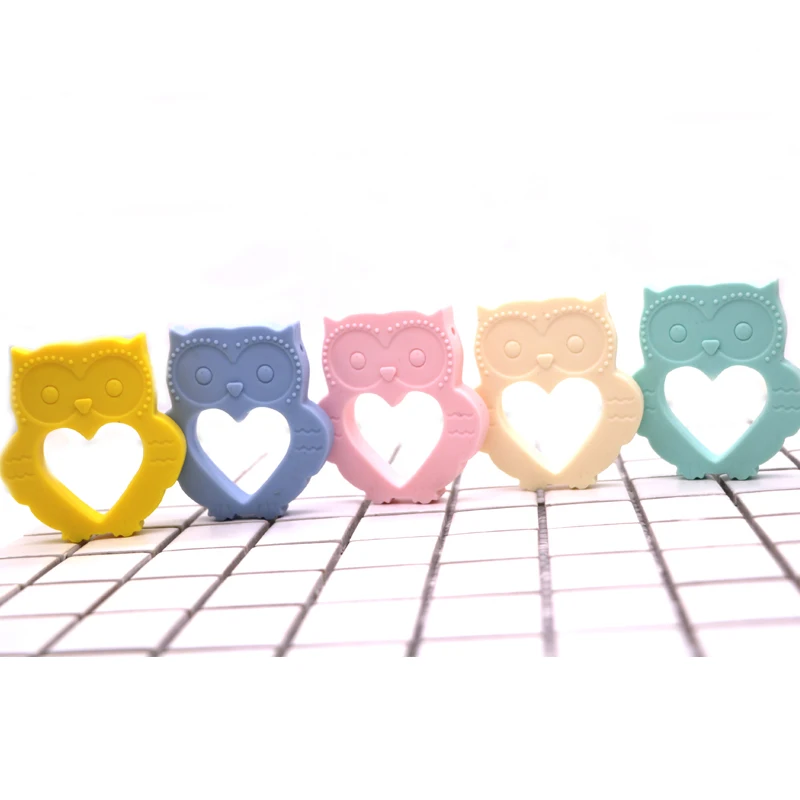 Food Grade Friendly Animal Owl Teether Silicone Baby Soft Toy Silicone Pendant Teether