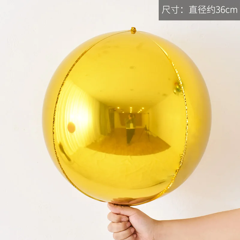 2019 NEW OEM 4D Foil Balloon Round Aluminum Foil Balloon Mirror Metallic Golden Balloon Birthday Party
