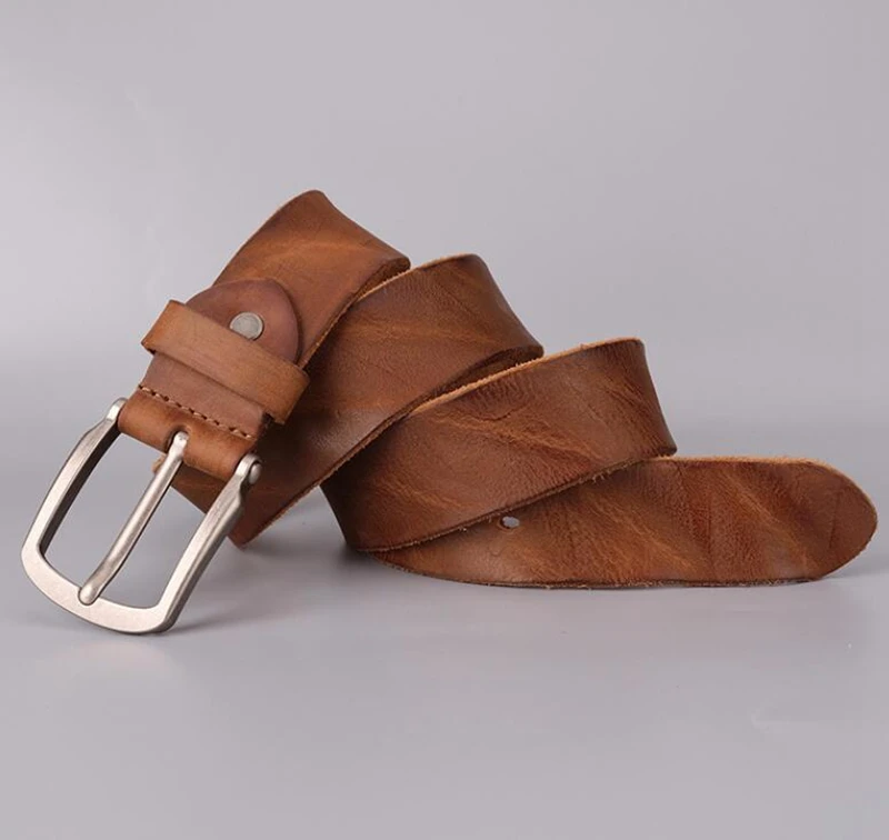 Dreamtop DTC554 pure cow leather mens belt vintage style fashion pin buckle italian leather belt