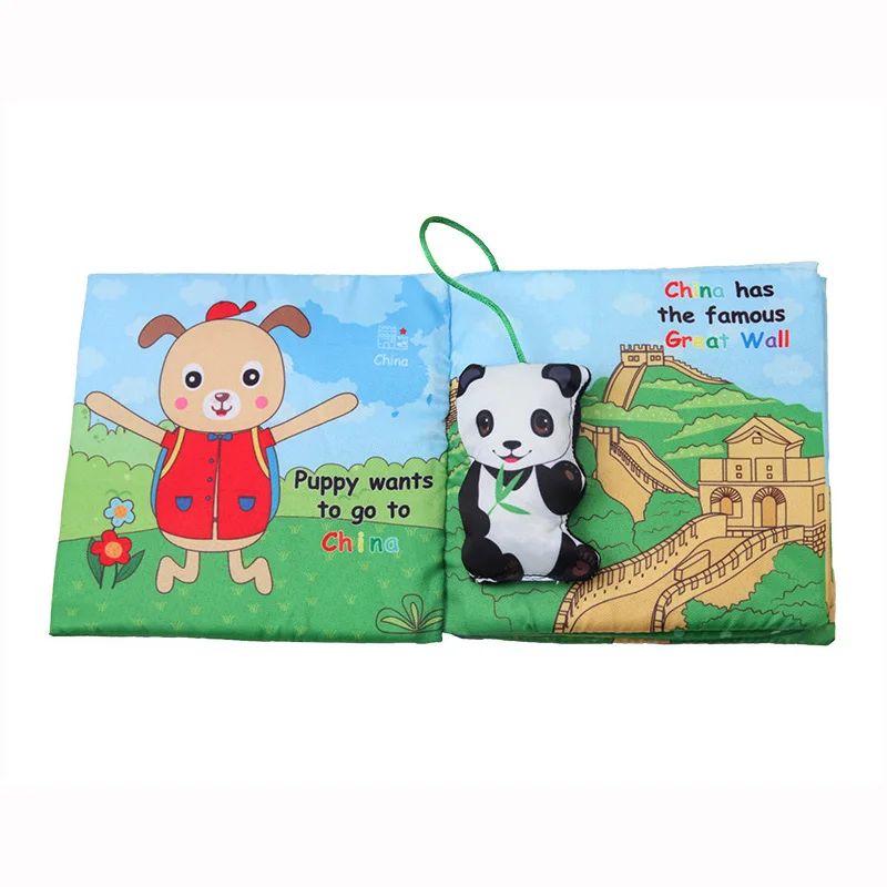 Puppy travelling diary soft fabric cloth books baby educational toy