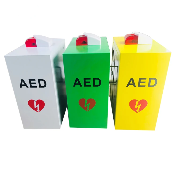 Белый цвет поверхности настенное крепление AED шкаф с сигнализацией и стробоскопическим