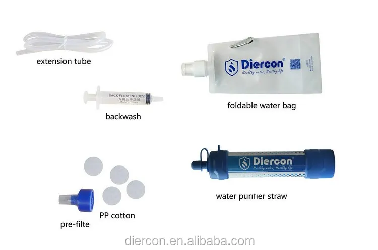 Diercon mini water straw filter for hiking personal filter water device outdoor sports gear (PS06)