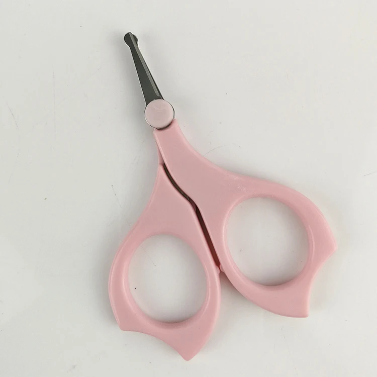 Лучшие пластиковые розовый безопасности Baby Care ножницы с круглым наконечником кусачек для ребенка носком ногтем резки