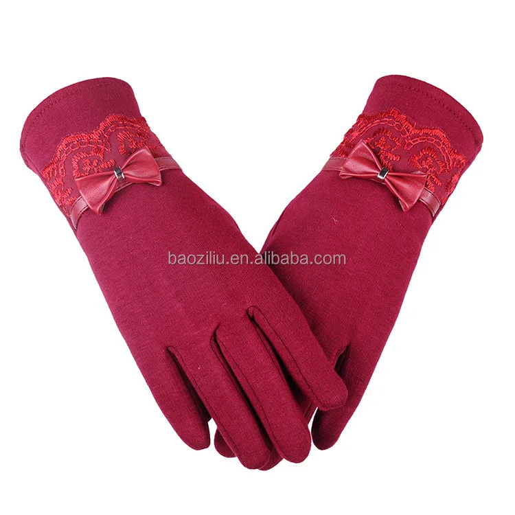 Модные кружевные женские зимние перчатки KUYOMENS с бантом женские Женские варежки для сенсорного экрана перчатки из овечьей шерсти варежки