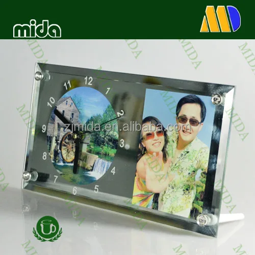Mida 30 см x 16 см стеклянная рамка для сублимации с часами