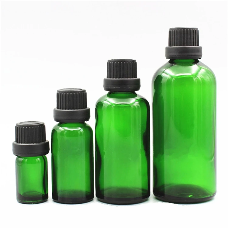 IBELONG Wholesale 5ml 10ml 15ml 20ml 30ml 50ml 100ml Green Skin Care Essential Oil Glass Dropper Bottle With Screw Cap