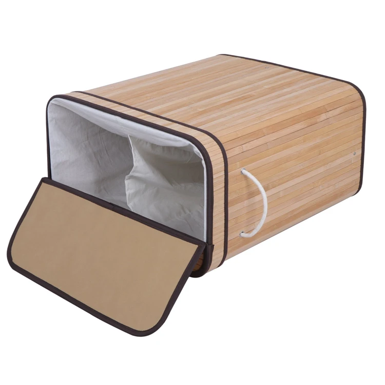 Cheap Two-Section Dirty Clothes Storage Bamboo Foldable Laundry Basket