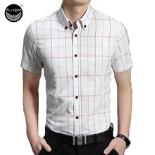 Men Short Sleeve Shirt Chemise Homme Plaid Shirt Camisas Hombre Vestir Mens Dress Shirts Hawaiian Camisa Social Masculina 5XL