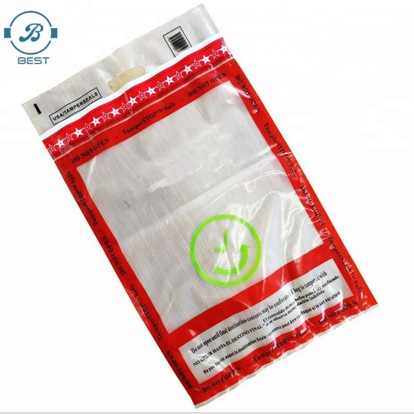 Printed Opaque Tamper Evident Sealing Plastic Bank Money Steb Security Bag / Custom Self Adhesive Plastic Courier Bag