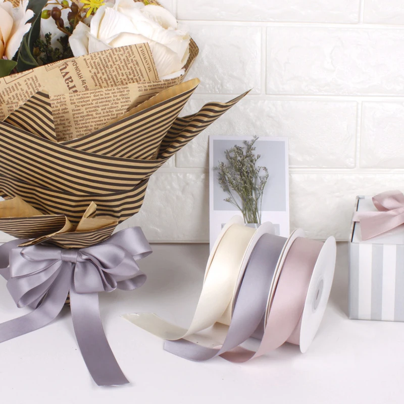 
High Quality 25mm 1 inch Solid Color Double Faced 100% Polyester Satin Ribbon 