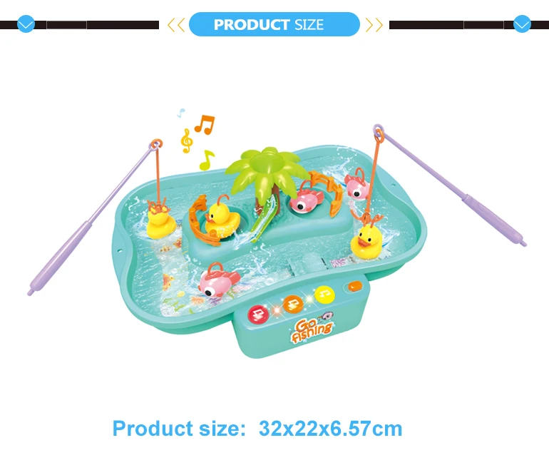 Funny musical rotate play water game fish set kids fishing rod toy