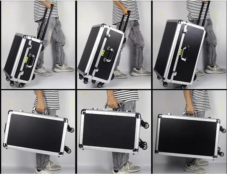 
Household Workshop Repair Hand Trolley Aluminum Tool Case with Wheels 