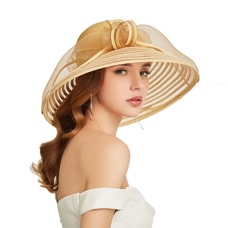 Summer BowKnot Mesh Patchwork Wholesale Beach Oversized Wide Big Large Brim Straw Dome Cap Giris Sun Paper Hats For Women Female