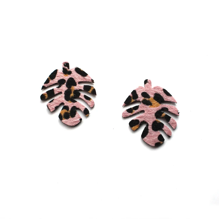 
Factory Custom Colorful Pink Leopard Pattern Leather Piece For Earrings 