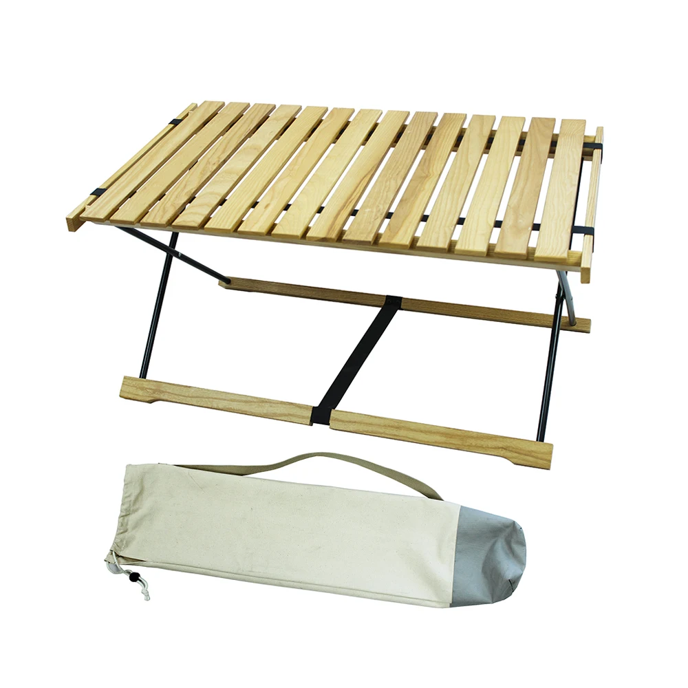 
 Роскошный портативный стол для кемпинга из тикового дерева   (62165014149)