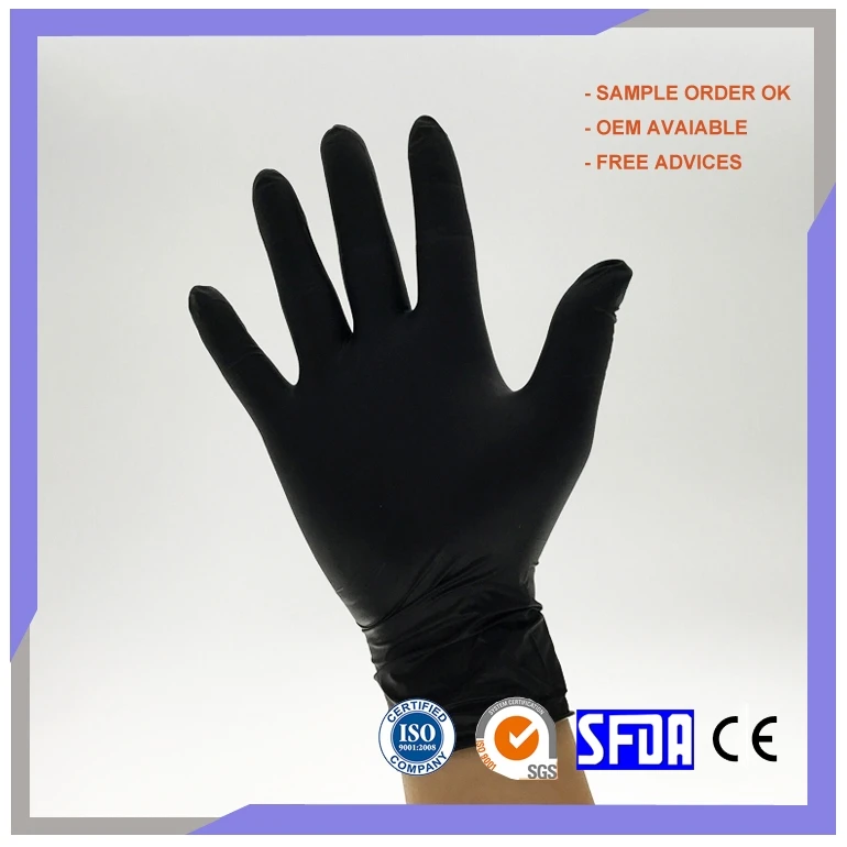 Manufacturer Waterproof Black Disposable Hair Dye Gloves Nitrile Gloves
