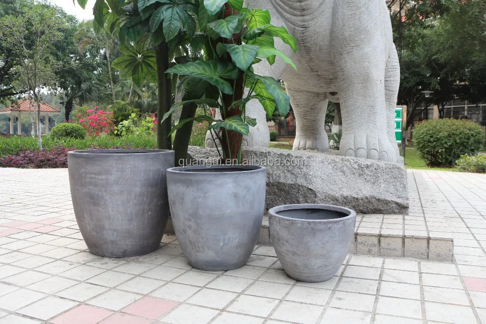 Factory sales light weight durable high strength outdoor garden round fiber clay pottery for home and garden