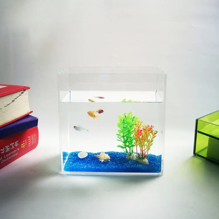 
personalized acrylic mini fish tank 5 sides clear transparent plexi water containers 